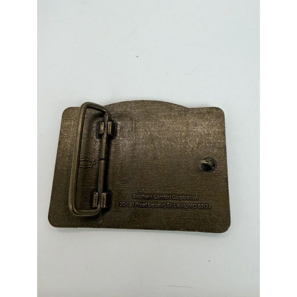 Southern Comfort Whiskey Under Your Belt Brass Belt Buckle Advertising #2